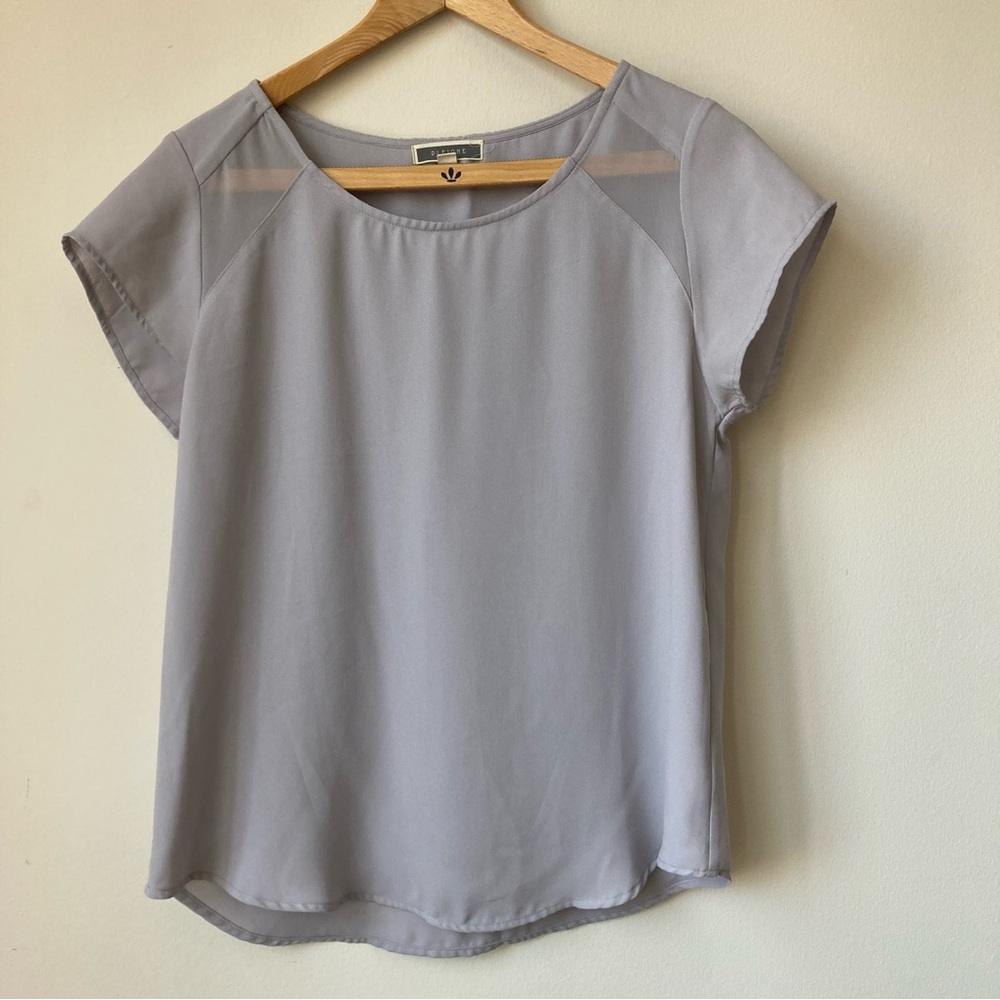 Pleione Short Sleeve  Blouse Women’s Sz S Gray Small Top Shirt Career Classic